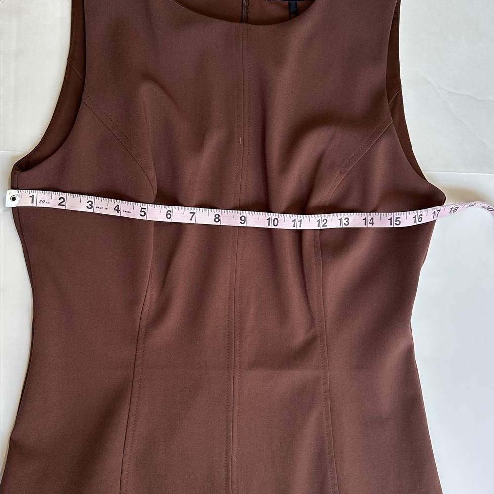 Zara Chocolate Brown Box Pleated Sleeveless Mini Dress - Picture 10 of 12